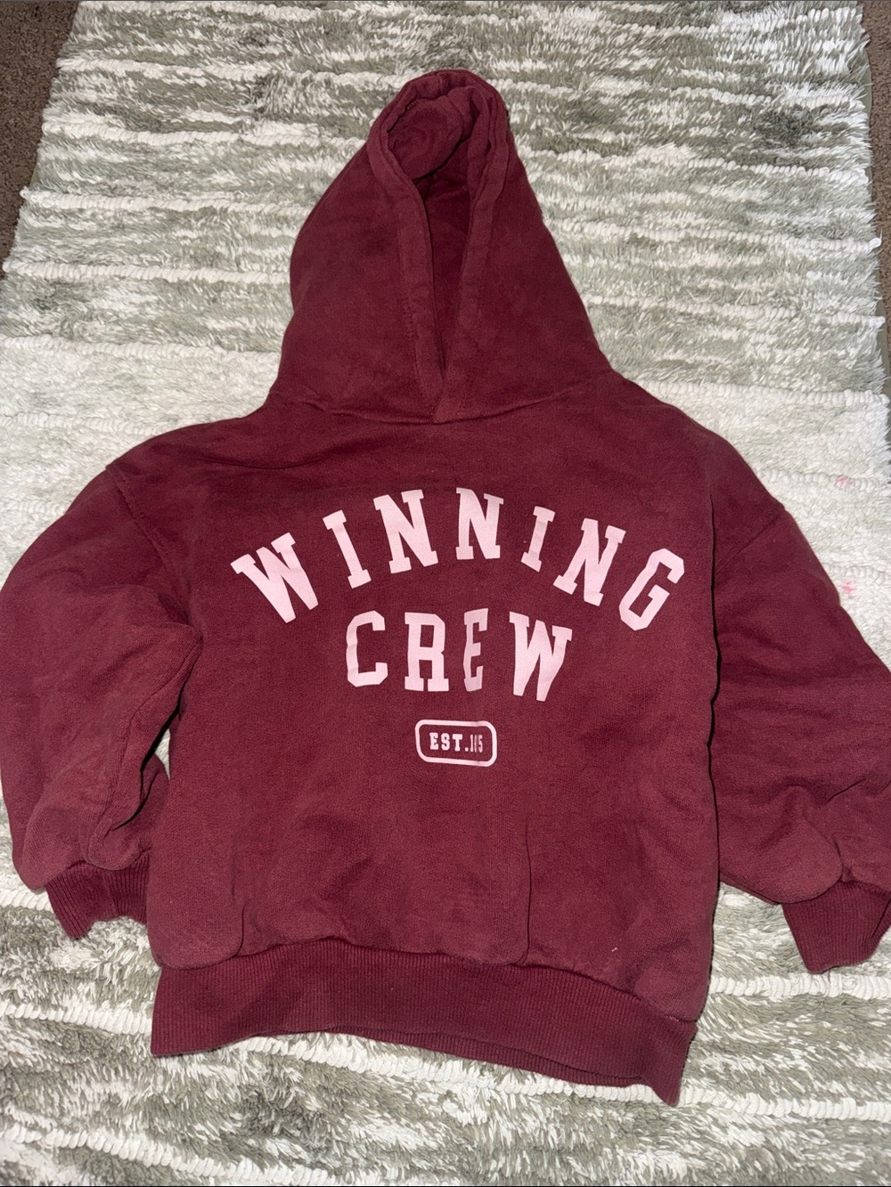 Zara Maroon Hoodie with Light Pink Lettering